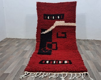 Handmade Red Moroccan Rug: Vintage Berber Wool Rug