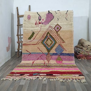 Hand-Knotted Wool Beni Ourain Rug: Modern Bohemian Decor