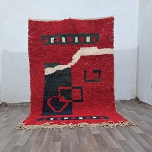 Custom Red rug , Traditional Moroccan rug , Moroccan Vintage rug , Rug for living room , Tapis Berber