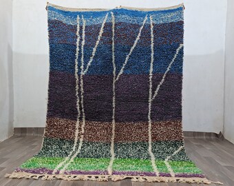 Custom Green Beni Ourain Rug: Hand-Knotted Berber Wool Carpet