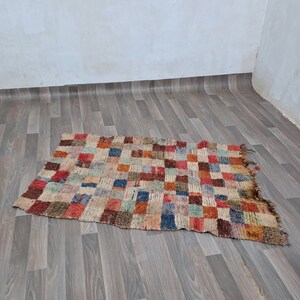 4X3Ft Moroccan Colored Rug ,Moroccan Cotton Rug , Handmade Rug ,Hand Knotted Rug , boho home decor,