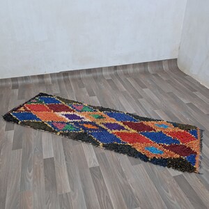 6X2Ft Morocan Colorful Boucherout Carpet, Vintage Moroccan Handwoven Berber unique colored Rug ,Berber Rug Vintage,Morocan  Azilal Rug,