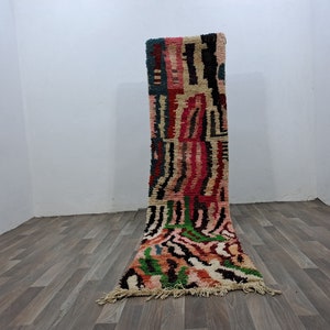 Hand Knotted Wool Berber Rug: Colorful Moroccan Area Rug