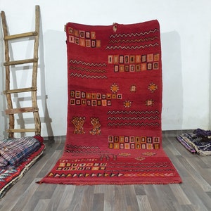 8,8x4,3 FTCustom Red rug , Traditional Moroccan rug , Moroccan Vintage rug , Rug for living room , Tapis Berber