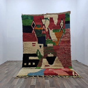 MOROCCAN COLORFUL RUG ,Large Colorful Moroccan Rug , Beni Ourain Colorful Rug , Wool Colorful Rug, Handmade Rug