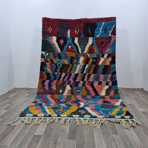 Handmade Colorful Moroccan Rug: Bohemian Wool Area Rug