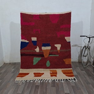 Custom Red rug - Traditional Moroccan rug - Moroccan Vintage rug - Rug for living room - Tapis Berber