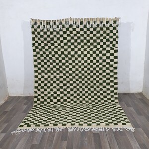 8,3x5,5FT Amazing moroccan checkered rug, checkered morrocan rug, , checkered moroccan rug, green checkered rug,  green rug,marocan rug