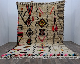 Costum Moroccan Colorful Rug , Soft Beni Ourain Rug , Authentic Moroccan Rug, New Beni Ouarain Rug , Fine Berber Rug