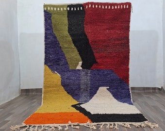 Marokkanischer Teppich, Beni Ourain Teppich, Beni Ourain Teppich, Bunter Teppich, Marokkanischer Teppich, Berber Wollteppich