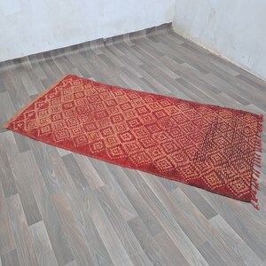 Red Abstract Moroccan Azilal Rug: 6x3 Vintage Berber Rug