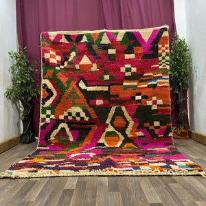 Gorgeous Beni Ourain Custom rugs living room ,Berber Orange rug ,Amazing Multicolored Rug,Handmade Wool Rug, Berber Carpet, Genuine Wool Rug