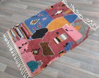 BUNTER MAROKKANISCHER Teppich 8x10, kundenspezifischer fabelhafter Boujad-Teppich, authentischer marokkanischer Teppich, Azilal-Teppich, abstrakter mehrfarbiger Teppich, marokkanischer Teppich