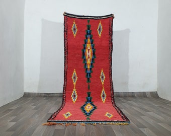 Moroccan Rug Runner: Vintage Wool and Cotton - Handmade Tribal Style