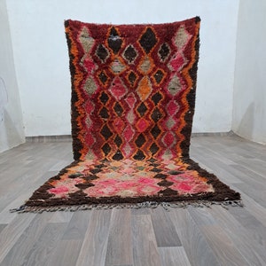 Vintage Red Moroccan Runner Rug: Handmade Bohemian Azilal Carpet (8x3)