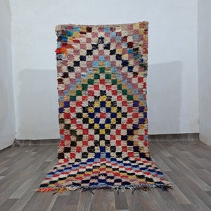 8 x 3フィートのモロッコカラーコットンラグ、ヴィンテージベルベルラグ、織りエリアラグ、ボヘミアンエリアラグ、ハンドメイドヴィンテージモロッココットンラグ、
