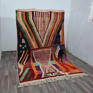 Custom Wool Boujad Rug: Colorful Bohemian Moroccan Rug
