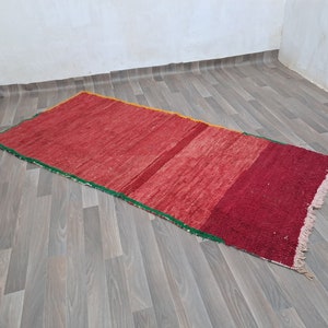 8x3Ft Red Wool Moroccan Rug: Handmade Berber Runner