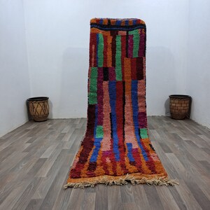 Handmade Wool Berber Rug: Colorful Moroccan Runner