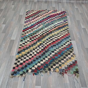 Handwoven Moroccan Cotton Rug: Colorful Berber Design, 6x3 Ft