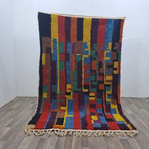 Moroccan Area Rug: Colorful Beni Ourain Pattern (Handmade Wool)