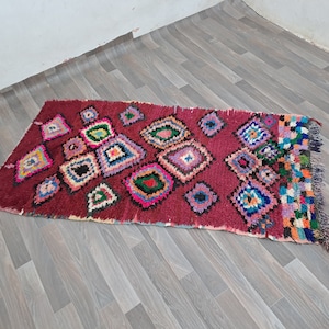 6X3Ft Custom Red rug , Traditional Moroccan rug , Moroccan Vintage rug , Rug for living room , Tapis Berber