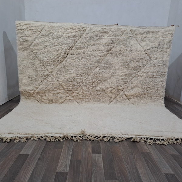 Moroccan rug Ivory - Solid creamy rug - Plain cream rug - Wool Berber rug - Beni ourain rug - Custom rug - Handmade rug - Moroccan area rug