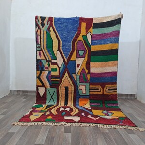 Custom Colorful Wool Moroccan Rug: Handwoven Berber Carpet