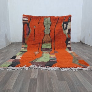 Orange Moroccan Rug, Soft Moroccan Rug, Boujaad Rug, Orange   Rug, Handmade Rug, Moroccan Rug Vintage, Tapis Marocain