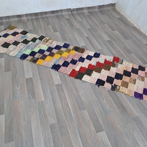9x2 ft Colorful Berber Runner Rug: Handmade Moroccan Azilal Wool Carpet