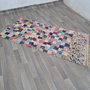 Carpet berbere boucherouite 6.7X3.1 Ft, carpet in colorful Moroccan cotton