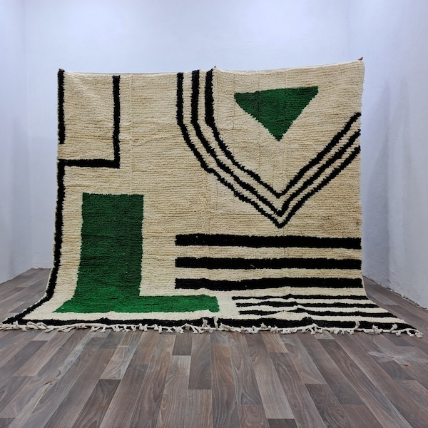 Custom Fabulous Boujad Rug, Moroccan Rug Black Green, Authentic Moroccan Rug, Azilal rug,  Handmade Rug, Bohemian rug