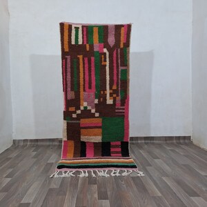 Runner Moroccan Rug ,Moroccan Colorful Rug, Berber Wool Carpet ,Genuine Wool rug ,Authentic Moroccan rug, Handmade rug