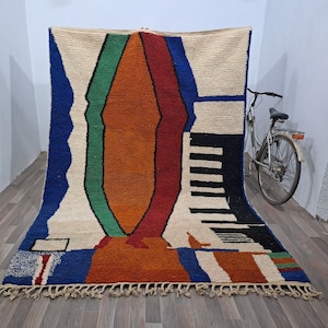 Costum Moroccan Colorful rug, Genuine Lamb Wool rug, Hand knotted, Boujaad rug Custom , Handmade rug, Morocco rug ,Custom Morocco rug