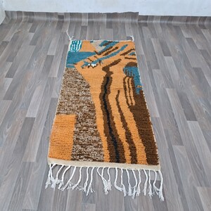 Handmade Wool Runner Rug: Colorful Moroccan Berber Design