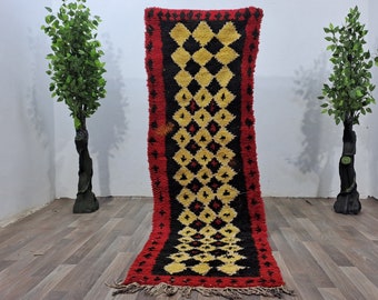 Berber Rug Runner: Moroccan Vintage Wool and Cotton (Handwoven)