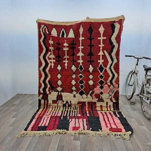 Custom Red Moroccan Rug: Hand-Knotted Wool Berber Rug