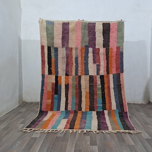 Colorful Moroccan Rug: Handmade Lamb Wool Beni Ourain Style