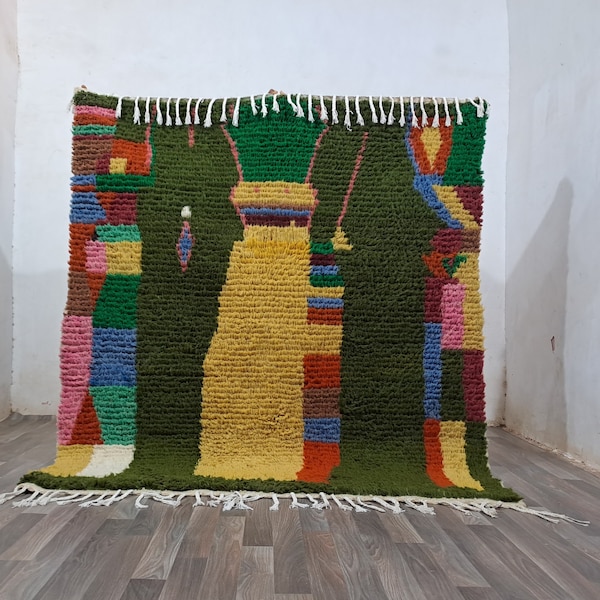 Lana de alfombra moroccn, alfombra marroquí auténtica, alfombra de color lana, alfombra de lana auténtica, alfombra bereber lana, alfombra Boujaad hecha a mano