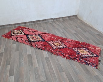 Vintage Moroccan Rug Runner - Handwoven Wool and Cotton Flatweave