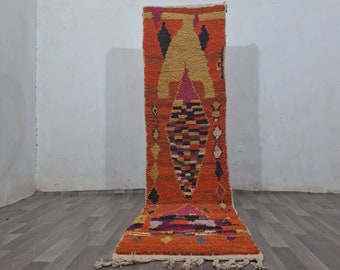 Berber Runner Rug: Plush Wool Carpet (Orange, Indoor Use)