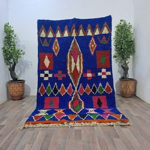Moroccan rug blue , Berber rug Blue , Custom Moroccan rug , Beni ourain rug , Handmade rug , Abstract Wool rug , blue rug