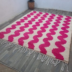 Handmade Pink Berber Rug: Moroccan Wool Shag Rug