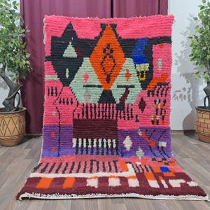 Pink Moroccan Beni Ourain rug,Berber rug pink,Moroccan pink rug,Wool berber rug,Beni ourain rug,Contemporary rug Pink rug,Handmade Wool rug
