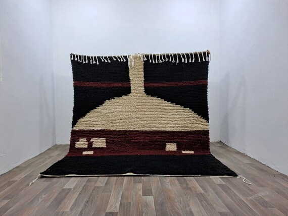 Handmade Beni Ourain Rug: Custom Moroccan Woven Wool Carpet