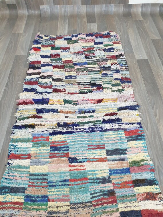 新品未使用　Moroccan boucherouite rug ポシャルウィット Boucherouite Rug: Vintage Moroccan Flatweave - Neutral Earth Tones