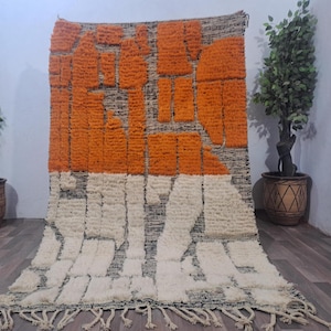 Gorgeous Beni Ourain Custom rugs living room ,Berber Orange rug ,Amazing Multicolored Rug-Handmade Wool Rug, Berber Carpet,Genuine Wool Rug
