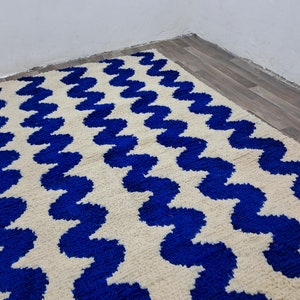 WUNDERSCHÖNER BENIOURAIN TEPPICH, Handgeknüpfter Teppich, Azilal Berber Teppich, Azilal Berber Teppich, Blauer Teppich, Wohnzimmer Teppich Bild 10