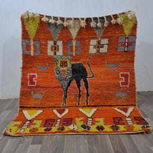 custom moroccan orange rug , authentic moroccan rug , berber carpet , genuine wool rug , handmade rug