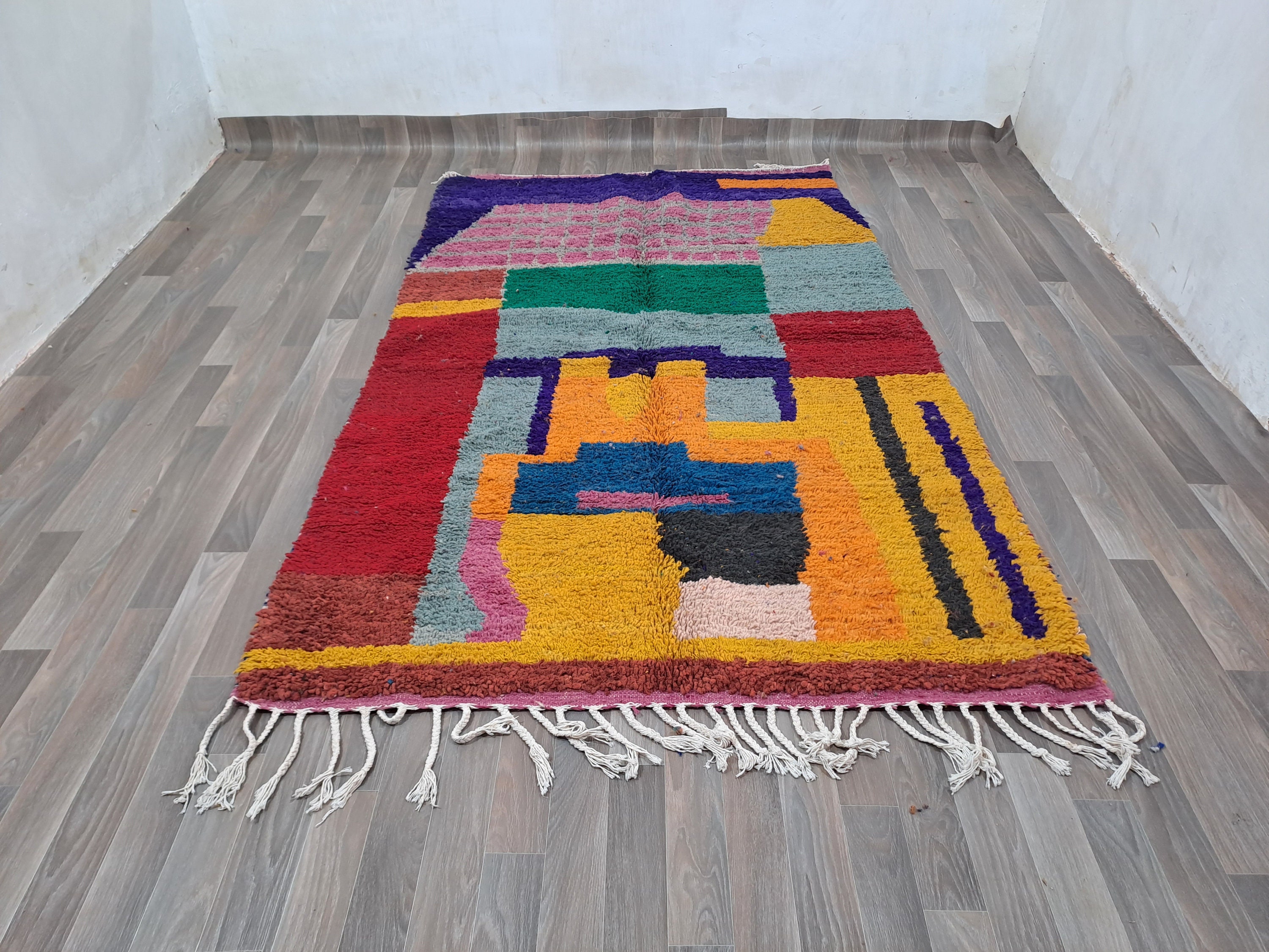 カスタムモロッコウールラグ：カラフルなベルベルデザイン - Etsy 日本